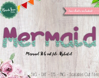 Mermaid Alphabet SVG Fonts Cutfile SVG Cricut Font Svg Alphabet Vector Letters Silhouette Cameo Digital files Mermaid Svg Dxf EPS Png Jpeg