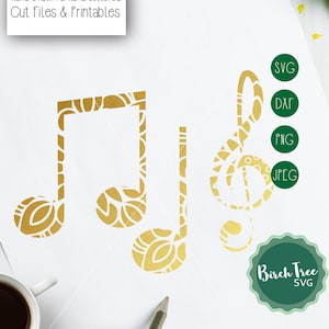 Musical Note Mandala SVG Cut File, Music SVG, Music Notes Clipart, Music Zentangle, Music Stencil Svg for Cricut Silhouette png dxf jpeg svg