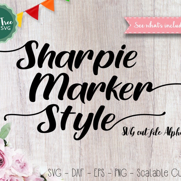 Sharpie Marker Alphabet SVG Schriftart, Moderne Kalligraphie SVG, HandschriftLiche Schrift Svg, Silhouette Digitale Dateien Svg Dxf EPS Png Jpeg