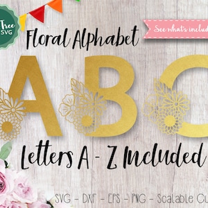 花のアルファベット SVG、モノグラム SVG、花の文字 SVG カット ファイル、花の文字、SVG モノグラム、Cricut SVG シルエット ファイル SVG Dxf EPS Png