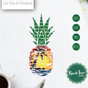 Pineapple Svg, Beach Sunset SVG, Summer SVG, Palm Tree Sunset Svg, Ombre Svg Beach Svg for Cricut Silhouette Sublimation png dxf jpeg svg