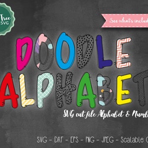 Doodle Alphabet SVG Font Cutfile, Doodle Font SVG, Hand Drawn Cricut font Svg, Silhouette Cameo, Digital files, Svg Dxf EPS Png Jpeg
