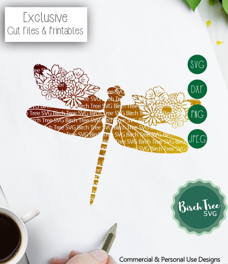 Download Floral Dragonfly Svg Dragonfly Mandala SVG Cut File | Etsy