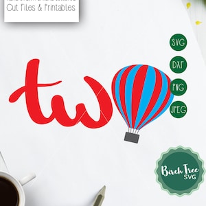 Two hot air balloon SVG, 2nd Birthday svg, Cutting File Second birthday Shirt Svg, Cricut, Silhouette, Cut File Svg, svg Dxf Png Jpeg