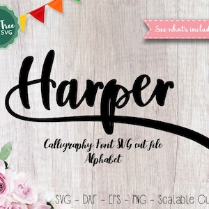 Cutting File SVG Alphabet, Script SVG Fonts Cutfile, Hand Lettered Cricut font Svg, Silhouette Cameo Digital files, Svg, Dxf, EPS, Png