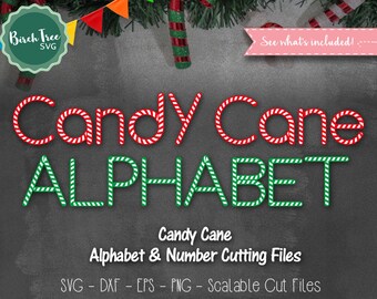 Candy Cane Alphabet SVG Font Cutfile, Christmas Font SVG, Candy Cane Font Svg, Cricut Font, Silhouette Cameo, Digital files, Svg Dxf EPS Png