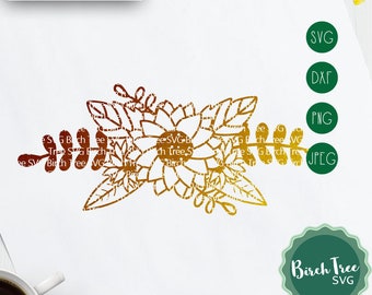 Sunflower Bouquet Svg, Flower Border Svg, Flower Arrangement Svg, Sunflower Svg, Wedding Flowers Svg for Cricut Silhouette, png dxf jpeg svg
