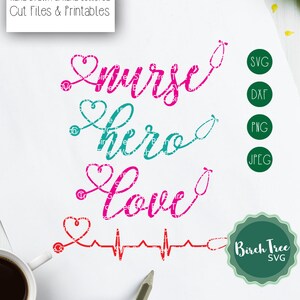 Verpleegkundige stethoscoop SVG, held SVG, liefde SVG, arts SVG, hart beat SVG, SVG bundel, gezondheid SVG, SVG voor Cricut silhouet PNG DXF JPEG SVG