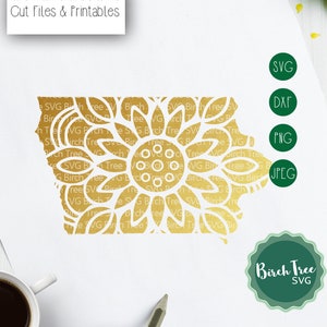 Iowa Mandala SVG Cut File, Iowa SVG, Iowa Clipart, Iowa Zentangle, Iowa Stencil Iowa State Svg for Cricut Silhouette png dxf jpeg svg
