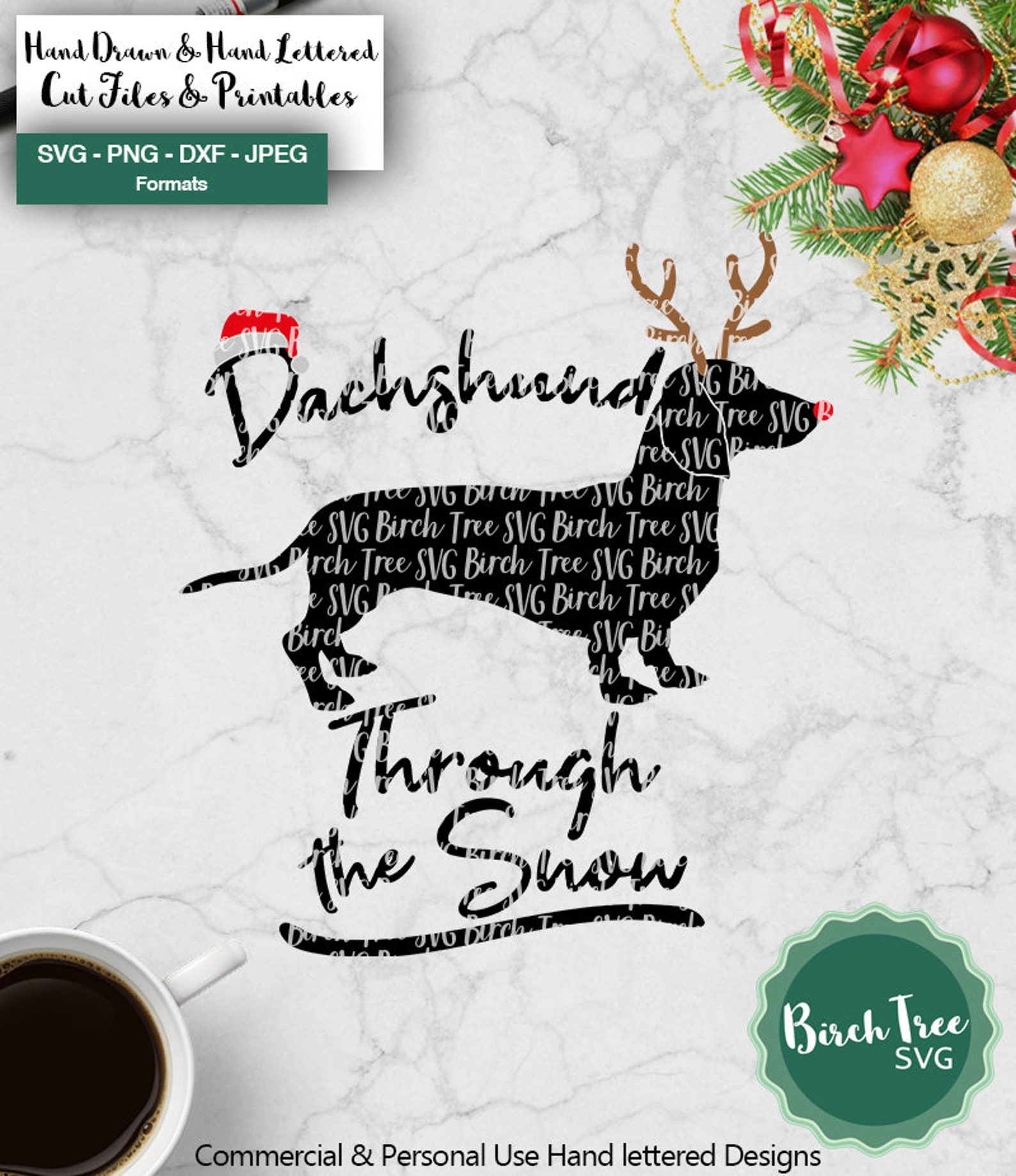 Dachshund Through the Snow Svg, Funny Christmas Svg, Dachshund Svg ...