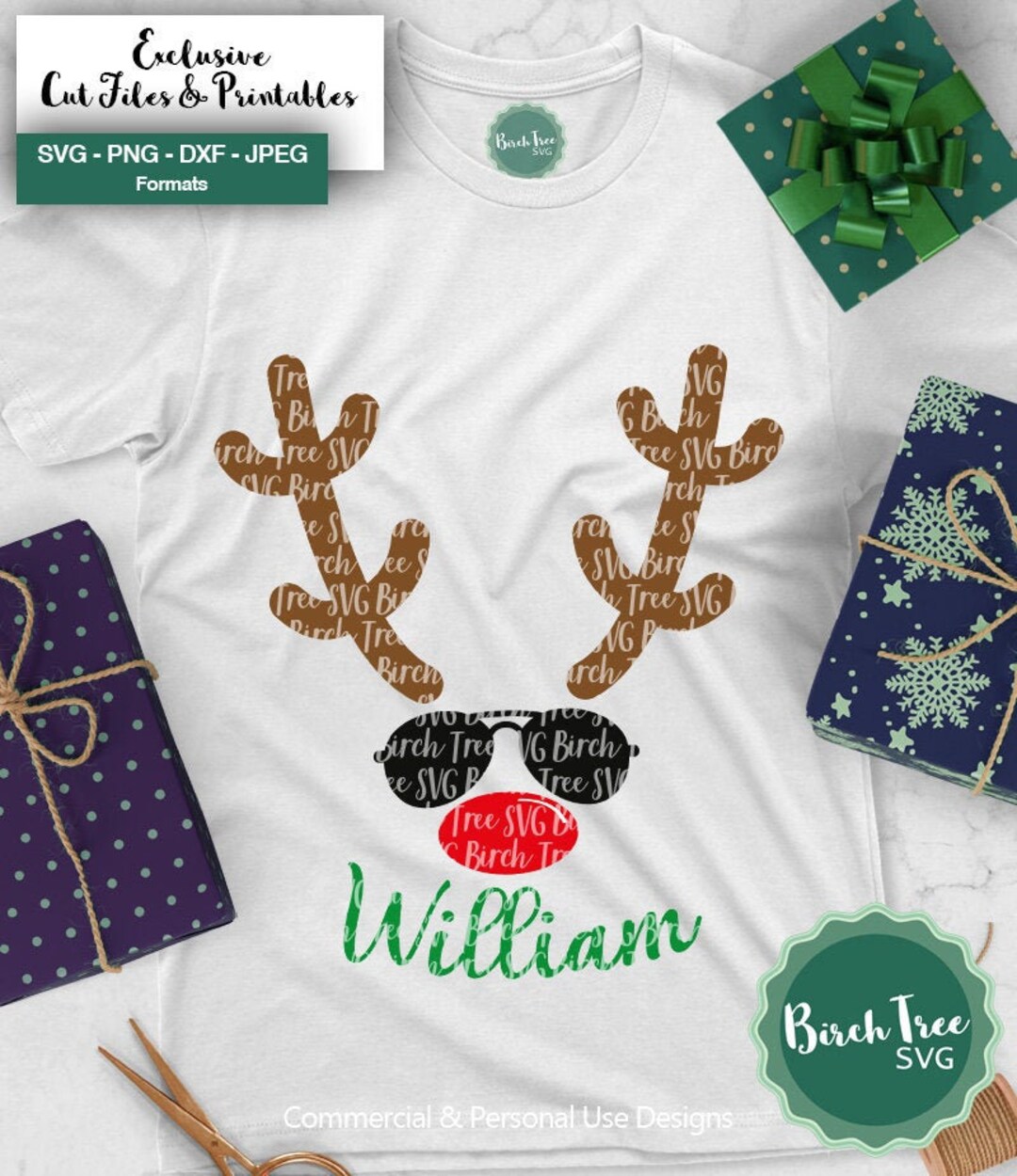 Reindeer With Sunglasses Svg, Boys Christmas Svg, Rudolph Svg, Reindeer ...
