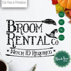 Bezem verhuur SVG, grappige Halloween SVG, heksen bezem SVG, Halloween SVG gesneden bestand, afdrukbare Halloween teken, Halloween Cricut SVG gesneden bestand