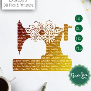 Floral Nähmaschine Svg, Svg Nähmaschine, Stickerei Svg, Nähen Svg Aufkleber Design, Nähen Svg für Cricut Silhouette Png Dxf jpeg Svg
