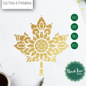 Maple Leaf Mandala SVG Cut File, Maple Leaf SVG, Canada Svg, Mandala in formato Svg, acero foglia Stencil Svg per Cricut sagoma png dxf jpeg svg