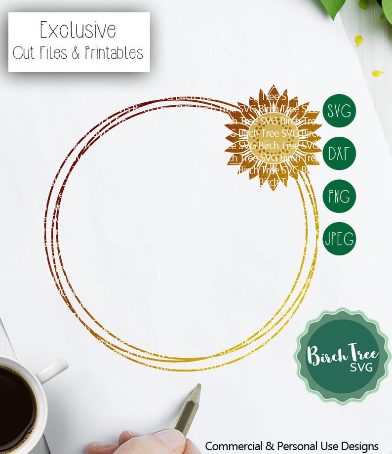 Download Sunflower Circle Wire Frame SVG Circle Monogram Frame SVG ...