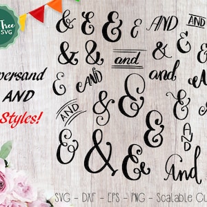 Ampersand SVG Cutfile, Modern Calligraphy SVG, And Svg Handlettered And Symbol Svg Cricut Silhouette Cameo Digital files Svg Dxf EPS Png