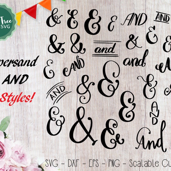 Ampersand SVG Cutfile, Modern Calligraphy SVG, And Svg Handlettered And Symbol Svg Cricut Silhouette Cameo Digital files Svg Dxf EPS Png