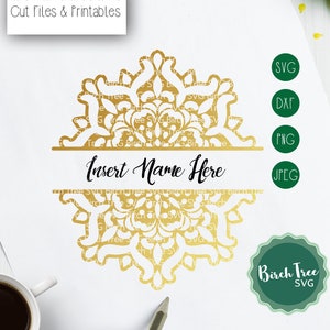 Mandala Frame SVG, Split Mandala SVG, Mandala Monogram Svg, Mandala Decal Svg, Floral Mandala Png, Cricut Svg Silhouette png dxf jpeg svg