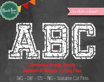 Distressed Varsity Font SVG Cutfile Alphabet, Grunge Font SVG, Sport Font Svg, Grunge Cricut font Svg, Silhouette Cameo Svg Dxf EPS Png Jpeg