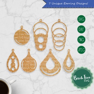 Earring Svg Bundle, Laser Cut Earring Svg, Faux Leather Earring Svg, Teardrop Svg, Earring Digital Download Jewellery Svg Png Dxf Jpeg