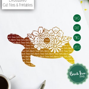 Floral Turtle Svg Archivo de Corte, Tortuga Svg, Tortuga con Flores SVG, Turtle Die Cut, Tortuga Plantilla Svg para Cricut Silhouette png dxf jpeg svg