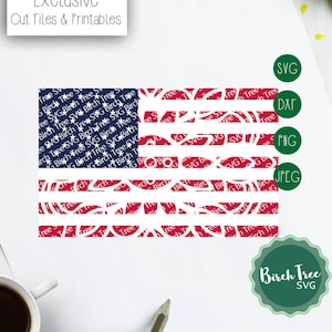 USA Flag Mandala SVG Cut File, American Flag Svg, Svg Mandala, Distressed US Flag Svg for Cricut Silhouette, Mandala Png Dxf Jpeg Svg Files