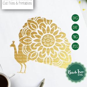 Peacock Mandala Svg Cut File, Peacock Svg, Mandala SVG, Peacock Zentangle Decal Floral Stencil Svg for Cricut Silhouette png dxf jpeg svg
