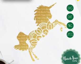 Einhorn Mandala SVG schneiden Datei, Einhorn SVG, tänzelnden Einhorn Clipart, Einhorn Zentangle Aufkleber Svg für Cricut Silhouette Png Dxf Jpeg svg