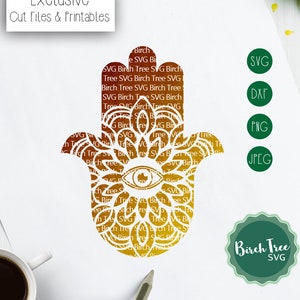 Hamsa Mandala SVG Schnittdatei, Hamsa Svg, Svg Mandala, Hamsa Hand Svg, Eye of Fatima Svg, Schutz Svg für Cricut Silhouette Png Dxf Jpeg Svg