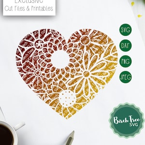 Download Flower Heart Mandala SVG Cut File Heart SVG Heart Clipart | Etsy