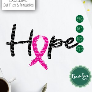 Cancer Hope Svg, Hope Pink Ribbon Svg, Cancer Svg for Silhouette, Cancer Cricut Svg, Cure Breast Cancer Svg, Breast Cancer Svg Cutting Files