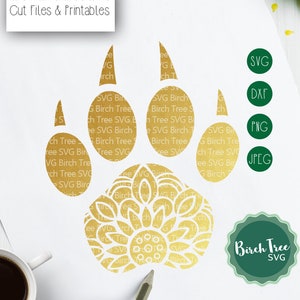 Tiger Paw Mandala SVG Cut File, Tiger Paw Svg Tiger SVG Tiger Paw Decal Tiger Paw Print Stencil Svg for Cricut Silhouette png dxf jpeg svg