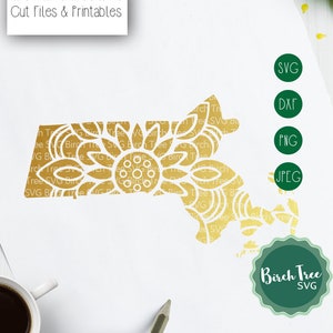 Massachusetts Mandala SVG Cut File, Massachusetts SVG, Massachusetts Clipart, Massachusetts State Svg for Cricut Silhouette png dxf jpeg svg