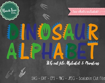 Dinosaur Alphabet SVG Font Cutfile, Dinosaur Font SVG, Dinosaur Cricut font Svg, Silhouette Cameo, Digital files, Svg Dxf EPS Png Jpeg