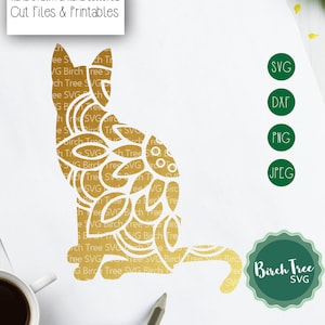 Cat Mandala Svg Cut File, Cat Svg, Mandala SVG, Cat Zentangle Svg Cat Decal Stencil Die Cut Cat Svg pour Cricut Silhouette png dxf jpeg svg