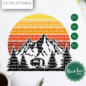 Caravan Sunset SVG, Camping SVG, Mountains Svg, Ombre Svg Forest SVG cutting file, Svg for Cricut Silhouette, Iron on, png dxf jpeg svg