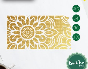 Kansas Mandala SVG Cut File, Kansas SVG, Mandala Svg Kansas Zentangle Kansas Stencil Kansas State Svg for Cricut Silhouette png dxf jpeg svg