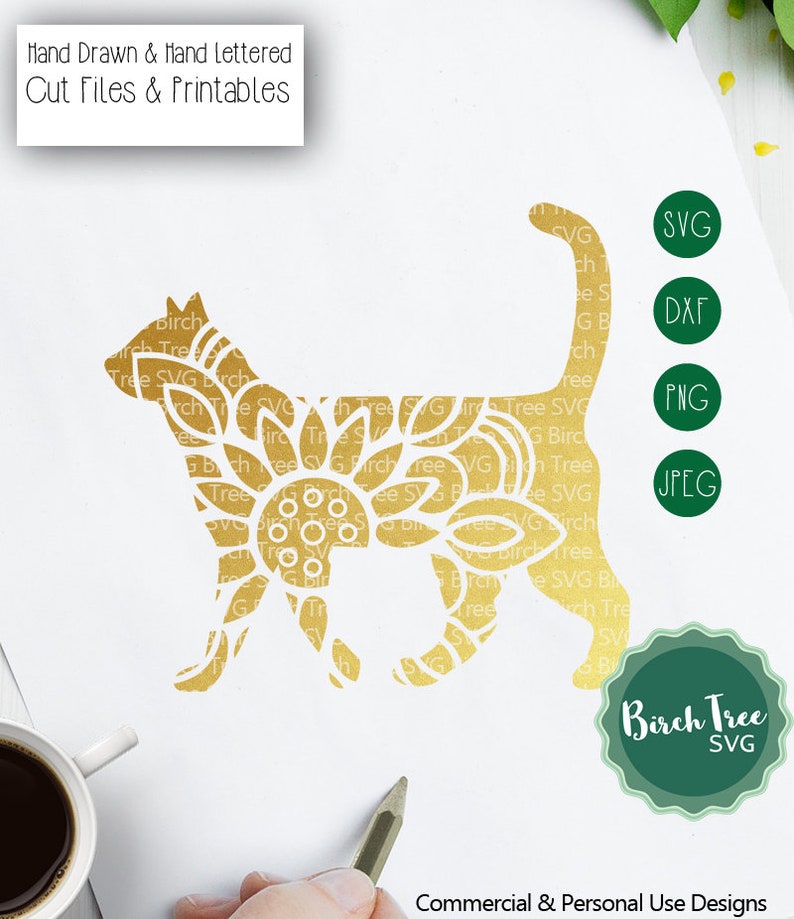 Download Cat Mandala Svg Cut File Cat Svg Floral Mandala SVG Cat | Etsy