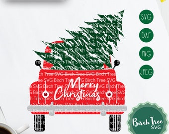 Retro Truck Christmas SVG Cut File, Christmas Tree SVG Design, Christmas Shirt Svg, Pickup Truck Svg, Christmas Files for Cricut Silhouette