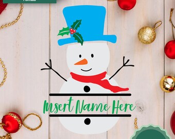 Snowman Split Monogram Svg Snowman Monogram Svg Christmas SVG Cutting File Svg for Cricut Silhouette Cut File png dxf jpeg svg Snowman Shirt