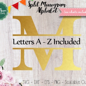 Split Monogram SVG, Split Monogram Font Svg Cut Files, Letter Svg Monogram Alphabet Svg, Cricut Svg Silhouette Digital files Svg Dxf EPS Png