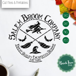 Salem Broom Company Svg, Halloween Svg, Flying Witch Svg, Salem Witch Svg, Halloween Svg Cut Files, Cut Files for Cricut Silhouette Cameo