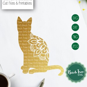 Cat Svg Cut File, Cat Mandala Svg, Zentangle Cat SVG, Cat Die Cut, Cat Decal Stencil, Pussycat Svg for Cricut Silhouette png dxf jpeg svg