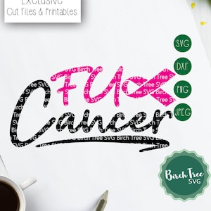 Joder Cáncer Svg, Conciencia de Cáncer de Mama Svg, Cáncer Svg, Lucha contra el Cáncer Cut File, Pink Ribbon Svg, FU Cancer Svg, Silhouette Cricut Svg Files