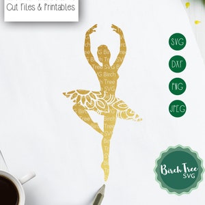 Ballerina Mandala SVG, Ballet Dancer SVG Mandala, Ballet Decal Design, Boho Mandala SVG, Ballerina Svg Cricut Silhouette png dxf jpeg svg