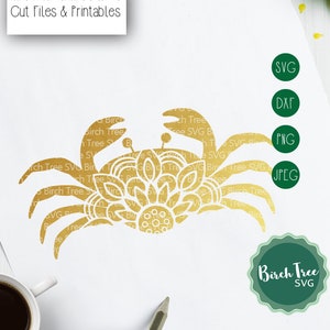Crab Mandala Svg Cut File, Crab Svg, Beach Svg, Mandala SVG, Crab Zentangle Decal Floral Stencil Svg for Cricut Silhouette png dxf jpeg svg