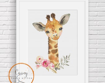 Giraffe Cross Stitch Chart | Baby Giraffe | PDF Download | 14 16 18 Counted Cross Stitch Chart | Cross Stitch Pattern |