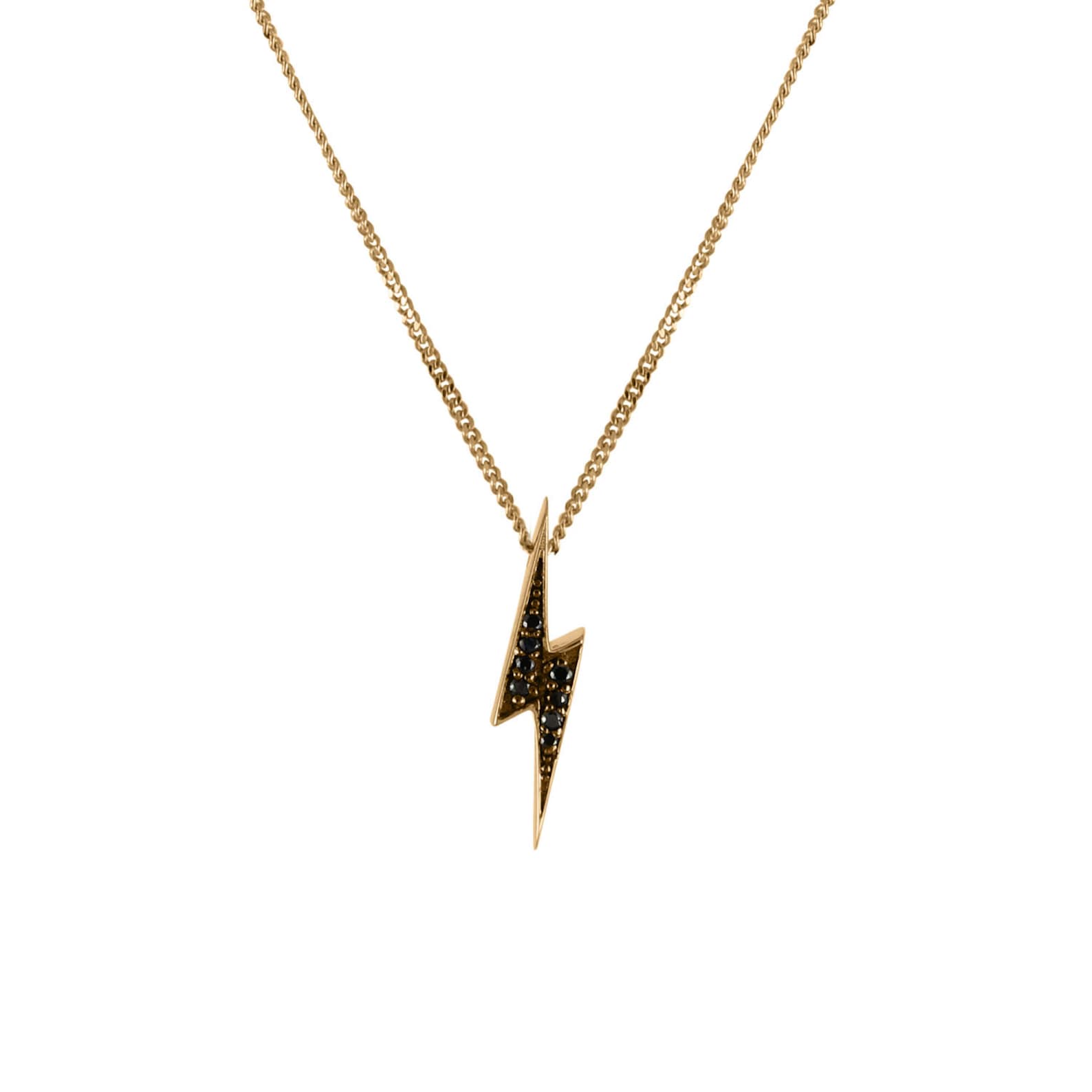 Black Diamonds Lightning Bolt Necklace Solid Gold Black Etsy UK