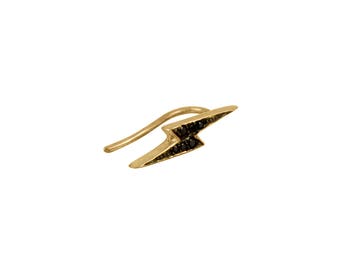Lightning Bolt Black Diamond Slider earring | Black Diamond Earrings | David Bowie Earrings | Harry Potter Earrings | Ziggy Stardust Earring