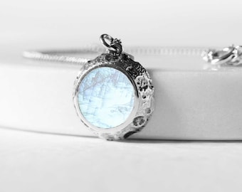 Moon Crater Necklace - Silver, lunar necklace, luna necklace, silver moon necklace, moonstone necklace, celestial necklace,